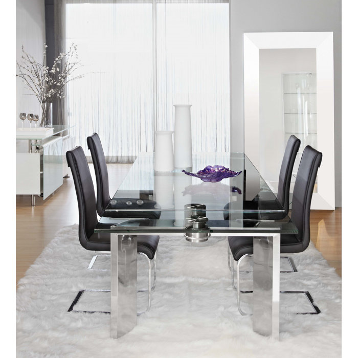 Orren Ellis Arche Extendable Glass Top Dining Table & Reviews Wayfair